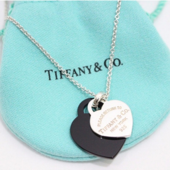 Tiffany & Co. Jewelry - RARE Authentic Tiffany Onyx Double Heart Necklace